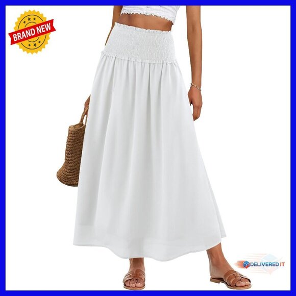 Dresses & Skirts - Maxi Skirt High Waist Elastic Flowy Boho Summer Beach Cover Up